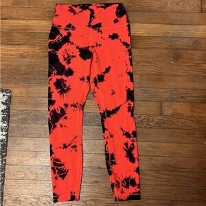 Red and Black Tie-Dye Leggings lululemon 28” wunder train